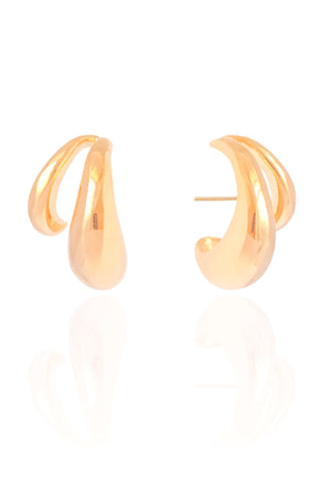 Ear Hook Dois Filetes Lisos Banhado a Ouro 18K