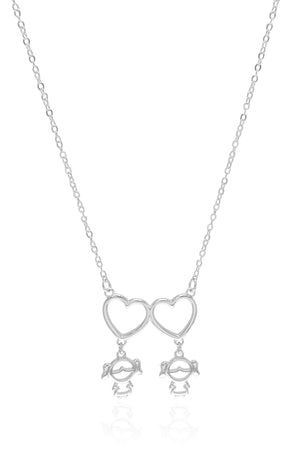 Gargantilha Filho Meninas Corações Lisos Ródio Branco - 45 cm