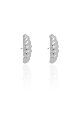 Ear Hook Torcido Liso Ródio Branco