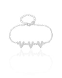 Pulseira Elos Corações Lisos Ródio Branco