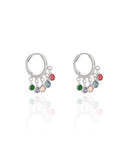 Brinco Argola Click Pontos de Luz Coloridos 2.5 cm Ródio Branco