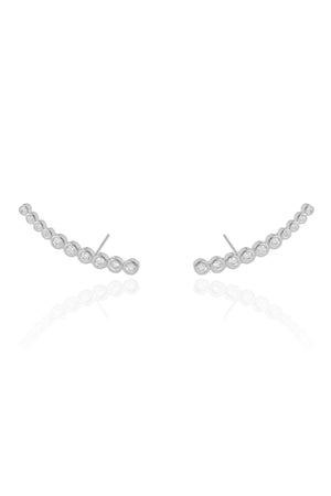 Ear Cuff Cravejado Cristal 2.4 cm Ródio Branco