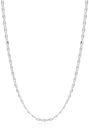 Gargantilha Longa Plaquinhas Duplas Ródio Branco