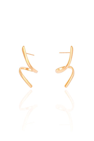 Brinco Orgânico Espiral Liso 2.7 cm Banhado a Ouro 18K