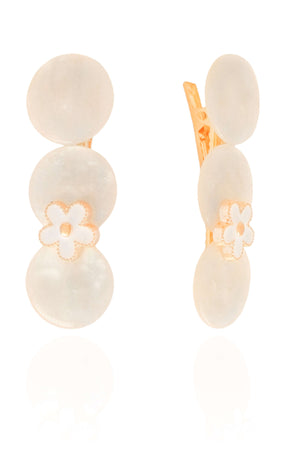 Dupla de Bico de Pato Pérola Flor Banho Dourado