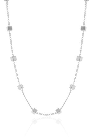 Choker Elos Quadrados Lisos Ródio Branco