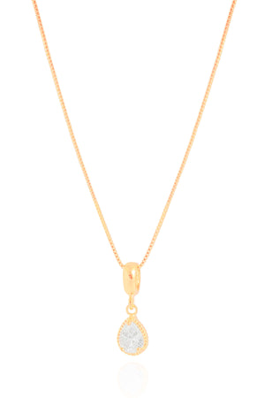 Gargantilha Veneziana Gota Cristal Detalhada Banhado a Ouro 18K - 45 cm