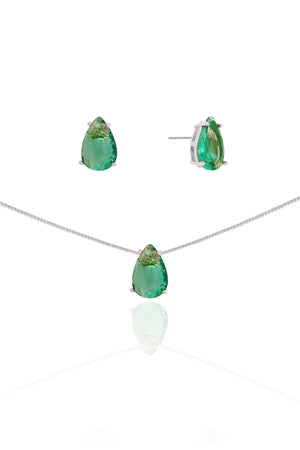 Conjunto Gota Turmalina Ródio Branco