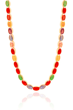 Choker Ovais Coloridos 4 mm Banhado a Ouro 18K