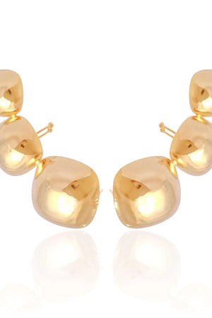 Ear Cuff Quadrados Abaulados Lisos Banhado a Ouro 18K