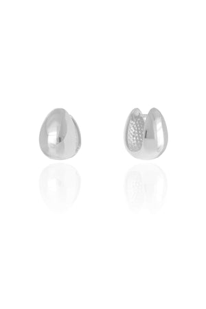 Brinco Argola Click Gota Lisa 1.8 cm Ródio Branco