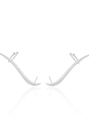 Ear Cuff Orgânico Liso 4.6 cm Ródio Branco