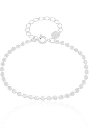 Pulseira Plaquinhas Redondas Achatadas Ródio Branco