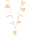 Relicário Coração Medalhas Cravejado Cristal Banhado a Ouro 18K - 40 cm