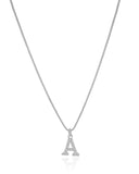 Gargantilha Veneziana Letra A Cravejada Cristal Ródio Branco - 45 cm