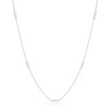 Gargantilha Longa Bolinhas Diamantadas Ródio Branco