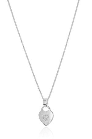 Gargantilha Veneziana Coração Cravejado Cristal Ródio Branco