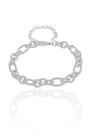 Pulseira Elos Ovais 8mm Ródio Branco