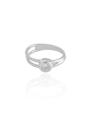 Anel Vazado Ponto de Luz Cristal Tamanho 18 Ródio Branco