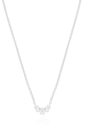 Gargantilha Elos Pingente Gotas Cristal Ródio Branco - 40 cm