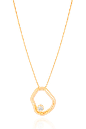 Gargantilha Veneziana Orgânico Vazado Ponto de Luz Cristal Banhado a Ouro 18K - 45 cm