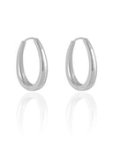 Brinco Argola Click Oval Lisa 3.4 cm Ródio Branco