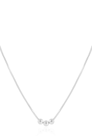 Gargantilha Veneziana Bolinhas Lisas Ródio Branco