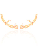 Ear Cuff Pontos de Luz Ovais Morganita Cravejado Cristal Banhado a Ouro 18K