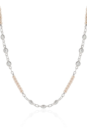 Choker Pérolas Pontos de Luz Cristal Ródio Branco