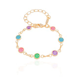 Pulseira Infantil Ponto Luz Colorido Banhado a Ouro 18K