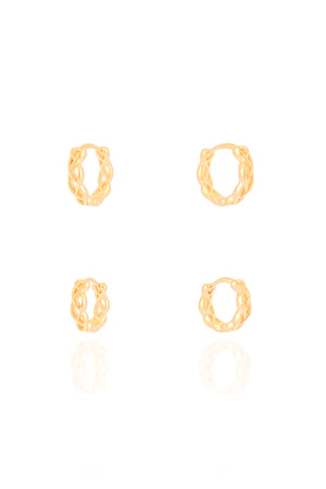 Dupla de Argolas Entrelaçadas Vazadas Banhado a Ouro 18K