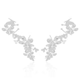 Ear Cuff Flores e Borboletas Ródio Branco