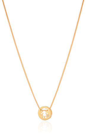 Gargantilha Filho Menina Ponto de Luz Cristal Banhado a Ouro 18K - 45 cm