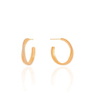 Brinco Argola Entrelaçada Cravejada Cristal 2.2 cm Banhado a Ouro 18K