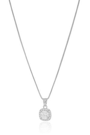 Gargantilha Veneziana Ponto de Luz Cravejado Cristal Ródio Branco - 45 cm