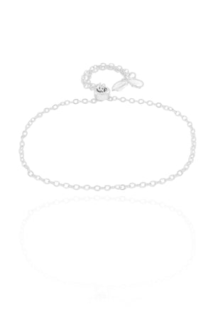 Pulseira Elos Corações Cristal Fecho Gravata Ródio Branco