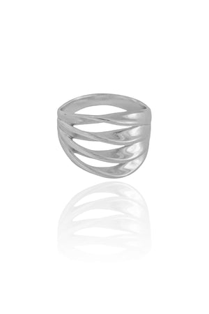 Anel Filetes Torcidos Tamanho 14 Ródio Branco