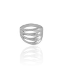 Anel Filetes Torcidos Tamanho 14 Ródio Branco