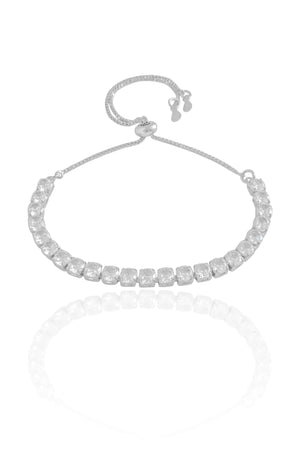 Pulseira Riviera Cristal Fecho Gravata Ródio Branco
