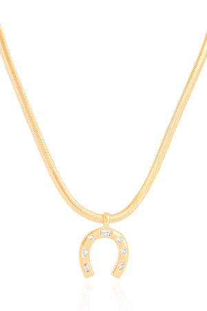 Gargantilha Snake Ferradura Cravejada Cristal Banhado a Ouro 18K - 40 cm