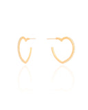 Brinco Argola Coração Cravejado Cristal 2.2 cm Banhado a Ouro 18K