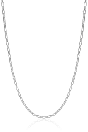 Gargantilha Elos Retos 2 mm Ródio Branco - 45 cm