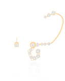 Ear Cuff Franja Pontos de Luz Cristal Banhado a Ouro 18K