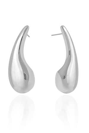 Brinco Gota Lisa 5.0 cm Ródio Branco