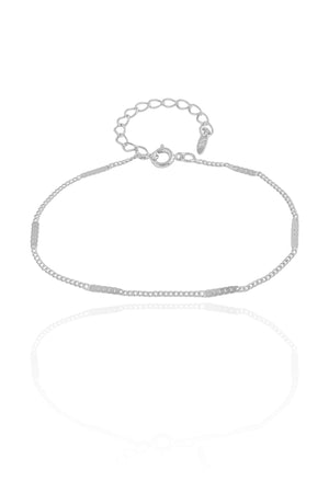 Pulseira Grumet Achatada Ródio Branco