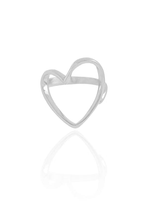 Anel Coração Vazado Tamanho 21 Ródio Branco