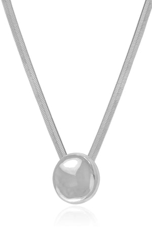 Gargantilha Malha Fita Orgânico Liso Ródio Branco