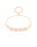 Pulseira Fecho Gravata Quadrados Cristal Banhado a Ouro 18K