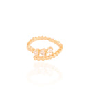 Anel Ajustável Corações Cristal Tamanho M Banhado a Ouro 18K