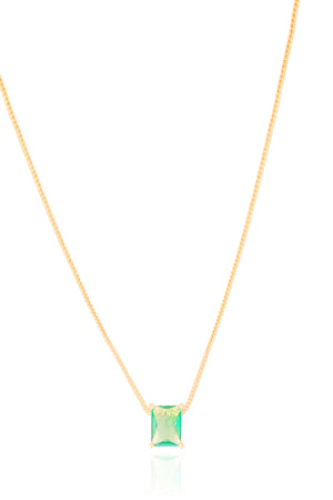 Gargantilha Pingente Retangular Turmalina Banhado a Ouro 18K - 45 cm